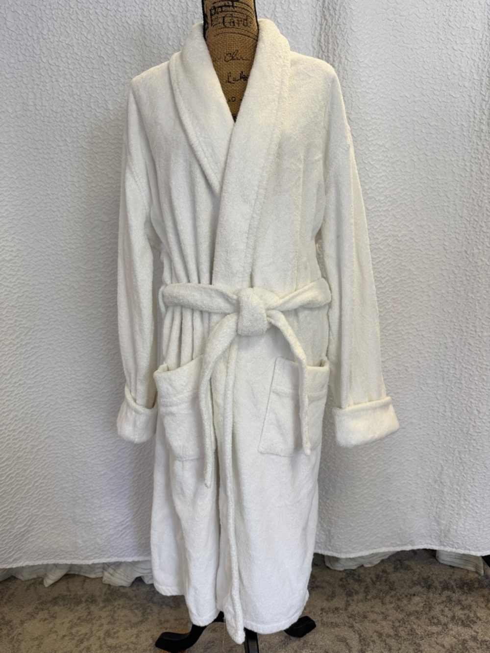 Coming Home Men's White 100% Turkish Cotton Terry Bath Robe - XL Quiet Luxery